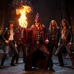 frank zappa as a wizard. casting fire magic. by chiara bautista and karl kopinski and kim jung giu and weta studio, and lucasfilm and jesper ejsing and norman rockwell greg rutkowski frank frazzeta