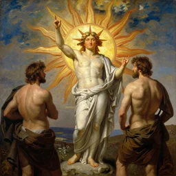 a painting of the sun invictus by gustav moreau, jean delville and  Gaston Bussiere
