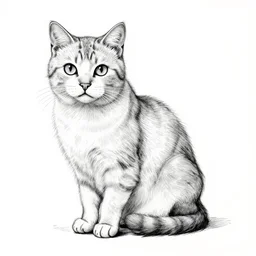 cat, rusty stroke ink lines with cel shading