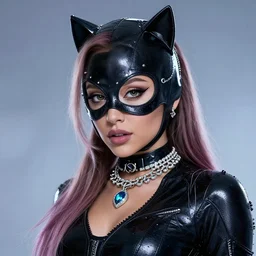 ariana grande as cat woman dreamlike with jewelry, character art, hyperdetailed, 8 k realistic, frostbite 3 engine, cryengine, dof, trending on artstation, digital art