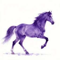 beautiful serene horse, healing through motion, minimalistic purpble ink aribrush painting on white background
