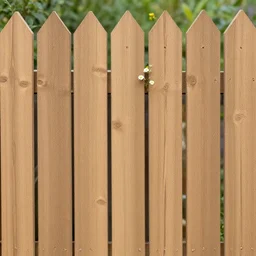 wooden fencing with a few small flowers