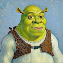 a portrait of shrek by vincent van gogh, featured on pixiv, post - impressionism, impressionism, painterly, detailed painting