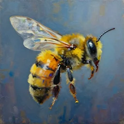 beautiful impasto oilpainting of a cyberpunkbee by rembrandt