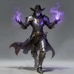 a portrait of evil cowboy magician inglass armor releasing spell, full height, moving forward, concept art, trending on artstation, highly detailed, intricate, sharp focus, digital art, 8 k