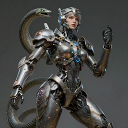 girl with heavy solarpunk mecha humanoid robotic parts with led lights, serpentine pose gesture, by bouguereau, ultra - realistic and intricate, hdr 8 k