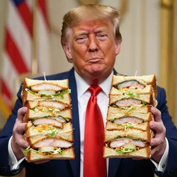 high quality photo of donald trump holding twenty filet o fish sandwiches