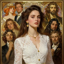 nathalie emmanuel, white lace clothing, gold accessories, elegant, highly detailed, digital painting, matte, sharp focus, art by wlop, artgerm, greg rutkowski, alphonse mucha, frank frzetta, boris vallejo, bouguereau, beksinski, cinematic