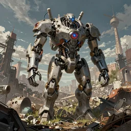 an intricate concept art of a mechanical coming out to life in a junkyard, post - apocalyptic, hyper maximalist, matte painting, ultra detail, concept art, hyper realistic, cgsociety, hyper maximalist, artstation, deviantart, style by feng zhu and dylan cole, octane render, anime style