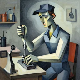 mechanic, cubism, fantasy art