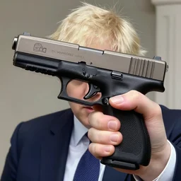 Boris Johnson holding a Glock, ultra high detail, photorealistic, 8k