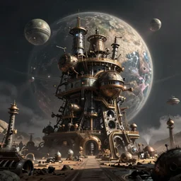 a steampunk alien planet by greg rutkowski