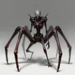 calne ca cyborg character with pointy long extended limbs, spider legs spider legs many legs fnaf, scifi, fantasy, horrific monster character, extremely long limbs, creepy, intricate details, octane render, digital painting, artstation, concept art, sharp focus, illustration digital painting, art by wlop