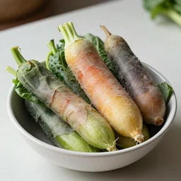 a photo of vegetables covered in human skin, in a bowl on a table, 8 k, photorealistic, higly detailed