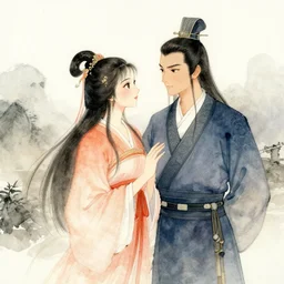 a water color painting of romance of three kingdoms chinese