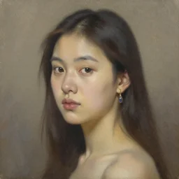 Girl with an earring, oil portrait