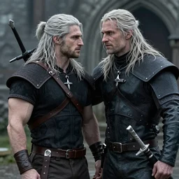 film still of jesse eisenberg as muscular!!! geralt!!! of rivia!!!! in netflix's the witcher ( 2 0 2 2 )