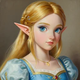 detailed painting of princess zelda, from legend of zelda, as an elegant noblewoman, highy detailed face, soft silk dress, style of pino daeni, intricate, soft lighting, beautiful art
