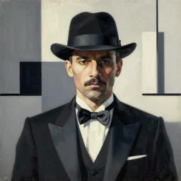 a bauhaus style painting of a mobster