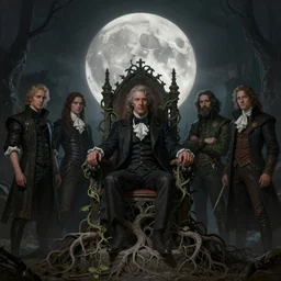 a beautiful digital illustration painting of a detailed gothic fantasy full moon and roots, throne seat and vines by by benoit b. mandelbrot, steven belledin, martin johnson heade, lee madgwick, caspar david friedrich, and david rios ferreira. 8 k resolution trending on artstation concept art digital illustration