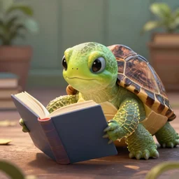 a photo of 8k a cute turtle reading a book, cinematic lighting, trending on artstation, 4k, hyperrealistic, focused, extreme details, unreal engine 5, cinematic, masterpiece