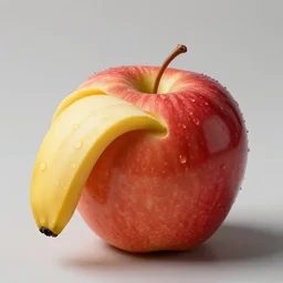 a banana merged with a apple! Ultra realistic! 25mm f/1.7 ASPH Lens!