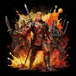 scotland army charge splash art graphic design color splash high contrasting art, fantasy, highly detailed, art by greg rutkowski