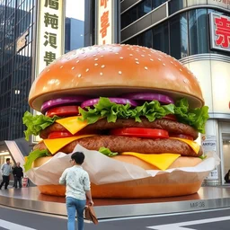 the biggest burger in the centre of tokyo, photo
