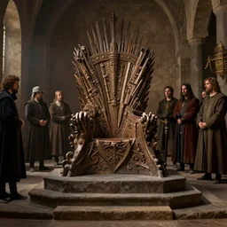 middle ages throne room, full of people, dim light | | realistic shaded, fine details, realistic shaded lighting poster by greg rutkowski, diego gisbert llorens, magali villeneuve, artgerm, jeremy lipkin and rob rey
