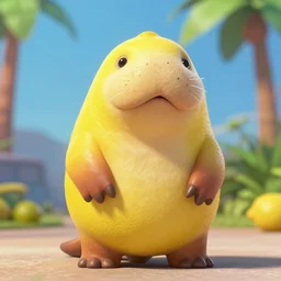 a yellow lemon walrus lemon from the latest disney pixar film, stopmotion animation, detailed, cgi, greg, ross tran, rendered in unreal engine