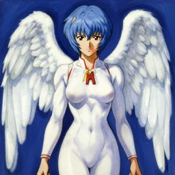 tonemapped portrait of authoritative angel rei ayanami by ruan jia, yoshitaka amano, fauvism