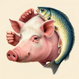 symbios of pig head and fish body