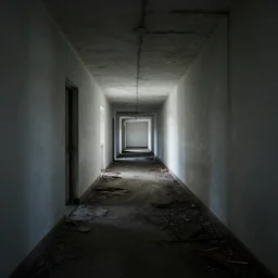 interior of the abandoned area 5 1, secret rooms, dark corridors, white walls, hyperdetailed, artstation, cgsociety, 8 k