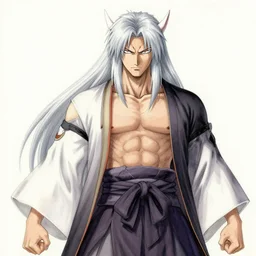 sesshomaru drawn as a oni, hyperdetailed, beautiful, monster