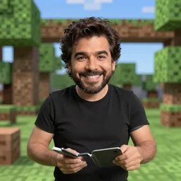 George Lopez inside Minecraft world, photograph, high quality, detailed, sharp