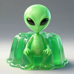 green alien made of jello, symmetrical, highly detailed, digital art, sharp focus, trending on art station, anime art style
