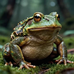 macro medium shot, rugged anthropomorphic muscular!!!!!!!! oversized!!!!!! ( ( ( ( ( ( ( ( ( ( ( ( frog ) ) ) ) ) ) ) ) ) ) ) barbarian hunter in deep forest, kodachrome film still