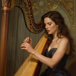 photography of kate beckinsale with a harp singing 8 k, deep focus, d & d, fantasy, intricate, elegant, highly detailed, digital painting, artstation, concept art, matte, sharp focus, illustration, hearthstone, art by artgerm and greg rutkowski and alphonse mucha