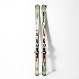 vintage skis, photorealistic, isolated on a pure white background, centered, entire object in frame, sharp focus, soft studio lighting
