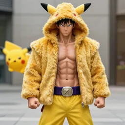 the pokemon muck dressed up as saitama, realistic.