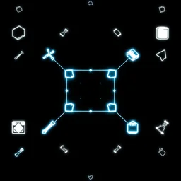 generative art, creative coding, p 5. js, javascript, unique, processing, bright on black background, item variations, minimalistic