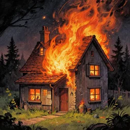 “Electroboom burning down his house, art by kotburschi”