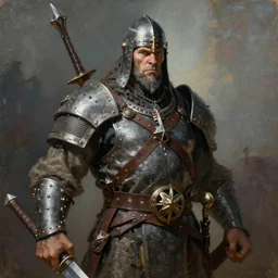 orc warrior, high quality, portrait, painting in style of Karl Kopinski
