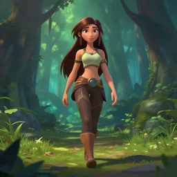 cassiopeia from league of legends walking in a forest, in the croods movie style, anime, disney, pixar, 8 k, hd, dof, kodak film, volumetric lighting, subsurface scattering, photorealistic, octane render, details