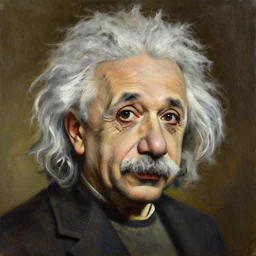albert einstein portrait. palette knife oil painting on canvas by leonid afremov.