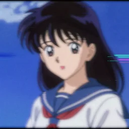 blurry and dreamy screencap of a character from 9 0 s satohi kon anime, glitchy vhs tape, abstract background, perfect blue color palette, noisy film grain effect, blurry image