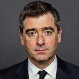 hyperrealistic portrait of rowan atkinson, face, award winning lighting and composition, oil painting