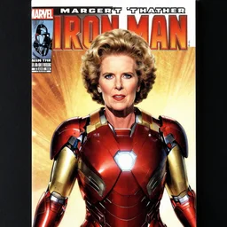 margaret thatcher as iron man on the cover of marvel's'iron man'comic book