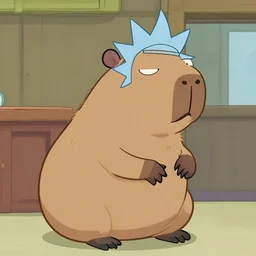 capybara in the style of rick and morty, 8 k