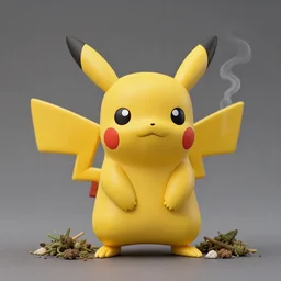pikachu smoking weed!!! nendoroid!!! figurine, studio lighting, grey background, no shadow, trending on artstation, 4 k, highly detailed!!!